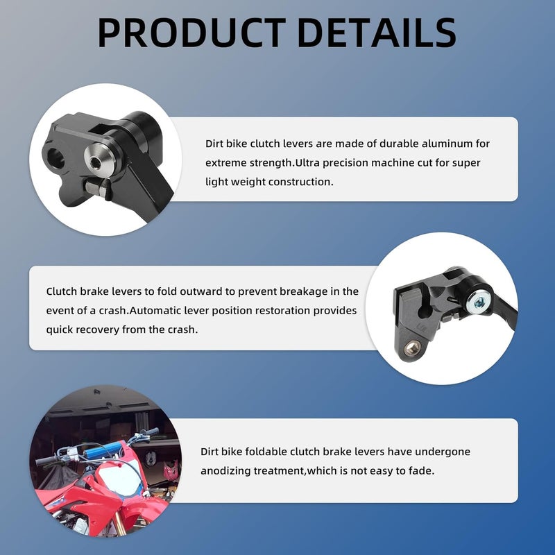 BAOUFF Dirt Bike Foldable Clutch Brake Levers,CNC Clutch Lever Breakaway Levers for CRF150R 07-25/CR80R CR85R 98-07/XR650R 00-06/CR125R CR250R 92-03 Black - Image 5